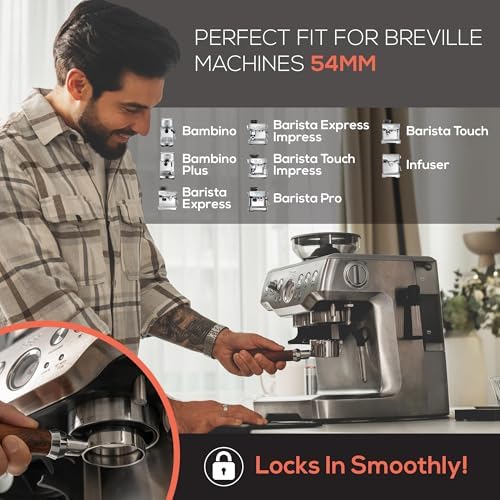 54mm Bottomless Portafilter 18-21g Precision Basket with 950 Laser-Cut Holes for High Extraction Compatible for Breville Barista Express, Pro, Touch, Impress, Bambino and Infuser, Classic Color - Image 6