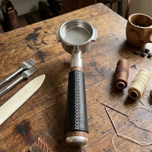 54mm Bottomless Portafilter with Handmade Genuine Leather Sleeve, Compatible with Breville 870/875/878/880 Espresso Machines, Stainless Steel Naked Portafilter Replacement - Image 4