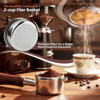 ShanSon Espresso 51mm Bottomless Portafilter with Stainless Steel 3 Ears Filter Basket,Natural Wood Handle,18g Filter Basket Included,for De'Longhi - Image 6