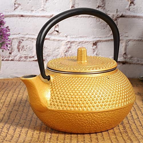 Cast Iron Tea Pot, 300ml Japanese Tetsubin with Infuser, Golden Loose Leaf Tea Pot for Home, Tea House - Image 7