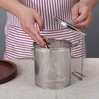 Stainless Steel Brine Cage Filter Screen, Spice Flavoring Filter Screen with Extended Chain Hook, Used for Brewing Loose Leaf Tea, Spices and Condiments,14cm - Image 3