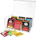 RoyalHouse Acrylic Tea Bag Holder Storage Organizer, 6 Compartment BPA Free Clear Plastic Tea Box with Lid, Multi-Purpose Storage Box for Office Supplies, Crafts, and Small Items (Pack of 3) by RoyalHouse