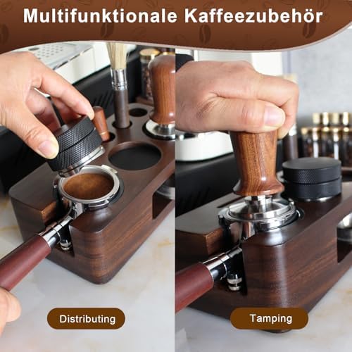 Espresso Tamping Station,Multifunctional Tamping Station,Non-slip Tamper Station,Espresso Station fit for storage 51-58mm Tamper Distributor Portafilter,Walnut Tamper Holder,Coffee Portafilter Holder - Image 4