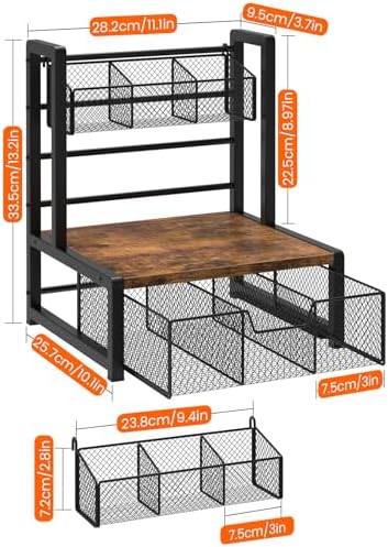 Homode Tea Bag Organizer, 3 Tier Tea Storage Box, Rustic Brown - Image 3
