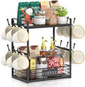 EsLuker.ly Coffee Mug Cup Holder Tree Bar Station Organizer, 2 Tier Black by EsLukerly