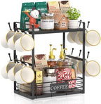 EsLuker.ly Coffee Mug Cup Holder Tree Bar Station Organizer, 2 Tier Black by EsLukerly