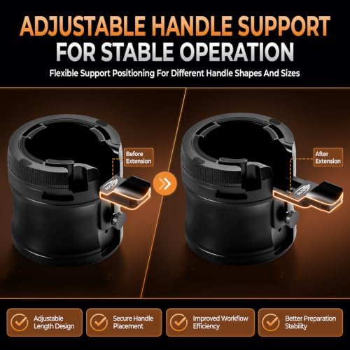 IKAPE Portafilter Holder, Fully Adjustable Espresso Tamping Station and Portafilter Stand for 51/54/58mm Portafilters, Rotary Diameter Ring, Height and Handle Support, Aluminum Alloy, Non-Slip Base - Image 6