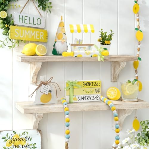 Summer Decorations for Home Indoor 8pcs Lemon Tiered Tray Decor Set - Image 7