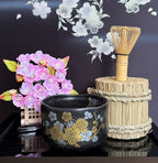 Japanese Traditional Mino Ware Handcrafted Mini Matcha Chawan Tea Bowl Cup Set With Chasen Bamboo Tea Whisk Ceremony Tableware Pottery (Tenmoku Ume) - Image 6