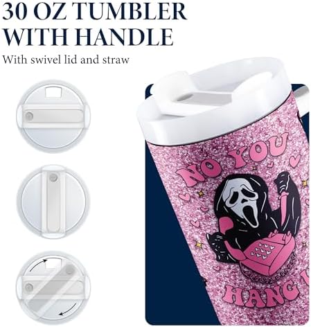 Horror Scary Face Halloween Tumbler for Women Girls Spooky Vibes 30oz - Image 4