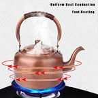 QQXX Whistling Kettle Teapot,Premium Copper Tea Kettle for Stove Top,Rustic Tea Pot with Ergonomic Handle,Work for All Stovetops(7.3 QT, Brown) - Image 2