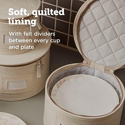 storageLAB China Storage Containers, Containers for Organizing, Hard Shell Case, Felt Plate Dividers, Moving Supplies, Storage Box, Wine, Dishes, Glasses Storage, Charger Plates Storage Containers - Image 6