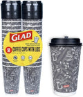 Glad Disposable Coffee Cups with Lids, Java Mocha, 16 Oz, 50 Count, 2-Pack by GladTrashFoodStorage