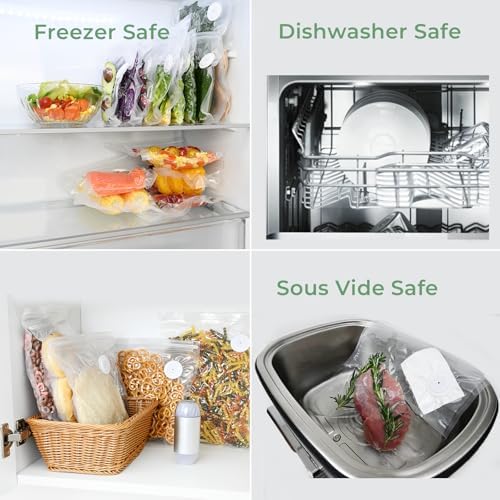 20 Reusable Vacuum Seal Bags for Food, Compatible with Most Handheld Vacuum Sealer, BPA-Free, Sous Vide Bags, Upgraded Sturdy Air Valve (8 Small, 8 Medium, 4 Large), Vacuum Sealer not Included - Image 6
