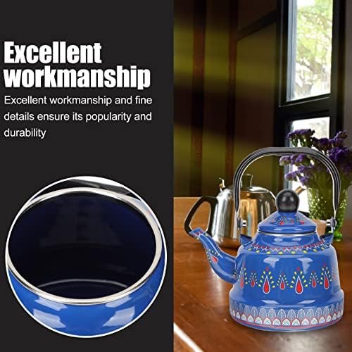 Whistling Water Kettle Enamel Teapot Tea Kettle Boil Water Kettle Stovetop Tea Brewing Kettle with Handle for Home Hotel Apartment Blue (Size : Blue), 56588 - Image 3