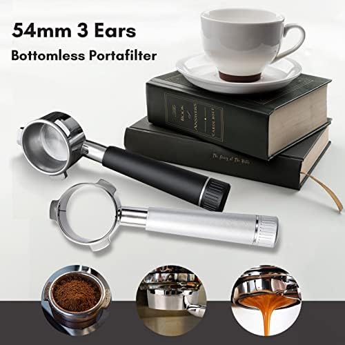 54mm Bottomless Portafilter,Espresso Bottomless Portafilter with 3 Ear,with Silicone Ring and Filter Basket,Anti-Slip Alloy Handle,for Breville870/875/878/880 Coffee Machine - Image 5