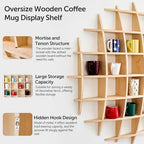 46 x 46 Inch Oversize Wooden Coffee Mug Display Shelf for Wall - Image 4