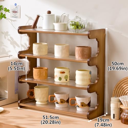 4-Tier Wooden Mug Display Holder, Mug Holder For Countertop Coffee Cup Holder Coffee Mug Organizer Mug Rack for Coffee Bar Organizer Mug Shelf for Cabinet for Kitchen, Home,Acrylic 1 - Image 2