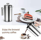 French Press Cafetiere Stainless Steel Coffee Press Double Wall Coffee Maker Insulated Coffee Pot with Extra Filter Screens, Easy Cleaning Cafeteria,350ml - Image 4