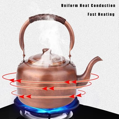 Copper Tea Kettle for Stovetop, Premium Whistling Teapot with Ergonomic Handle, Suitable for All Stovetops - Image 2