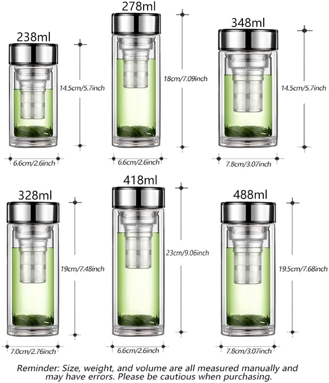 348ml/11.7oz Heat-resistant thick double-layer glass cup with lid, tea and water separation cup, filtered boiling water drinking bottle, transparent sealed milk and coffee cup - Image 4