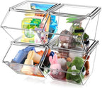 Yerliker 4 Pcs Stackable Storage Bins with Lids Organizer, Clear by Yerliker