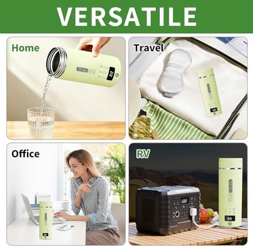 Green Travel Electric Kettle with LCD Display, 6 Temperature Settings, 450ml / 15.2oz, 304 Stainless Steel, Auto Shut-Off and Dry Boil Protection, Compact and Portable Electric Kettle - Image 6