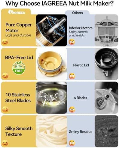 8 in1 Automatic Nut Milk Maker Machine, 35oz Almond Milk Maker Machine for Homemade Milkshake, Almond, Plant-Based, BPA Free Electric Blender for Baby Food With Delay start/Self Clean, juicer - Image 6