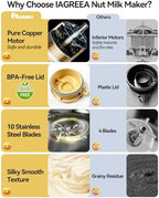 8 in1 Automatic Nut Milk Maker Machine, 35oz Almond Milk Maker Machine for Homemade Milkshake, Almond, Plant-Based, BPA Free Electric Blender for Baby Food With Delay start/Self Clean, juicer - Image 6