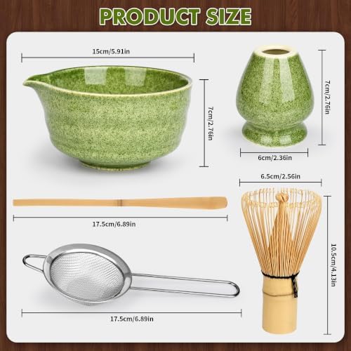 Matcha Set,Premium Complete Ceremonial Grade Set With Bamboo Whisk, Bowl Spout, Scoop, Sifter & Holder - Image 2
