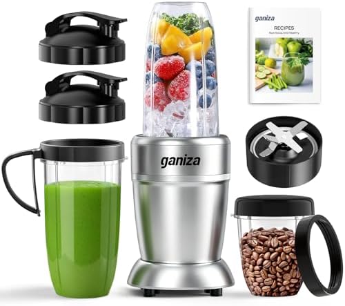 Ganiza Smoothie Blender Max 1300W, Personal Kitchen Blender & Grinder Combo by Ganiza