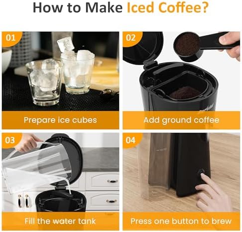 Cold Brew Coffee Maker with Reusable Coffee Filter and Insulated Pitcher, 20 Oz Iced Tea Maker for Ground Coffee, Single Serve Machine for Home, Strength Control for Flavor, Black - Image 4