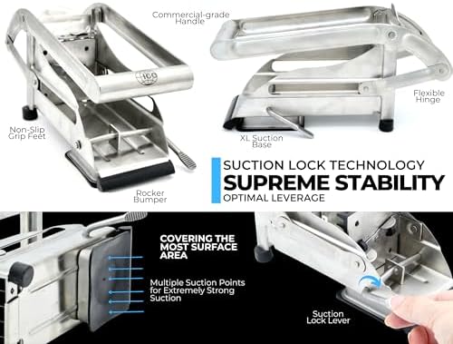 2-Blade French Fry Cutter - Stainless Steel Potato Slicer, Non-Slip Suction - Image 5