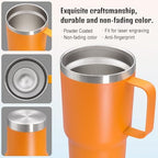 20 oz Tumbler with Handle and Lid Insulated Travel Coffee Mug Orange 12P - Image 5