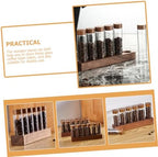 IMIKEYA 1set Coffee Bean Storage Tubes with Wooden Display Stand Airtight Glass Vials for Freshness Stylish Kitchen Organization for Coffee - Image 2