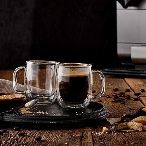 Safdie & Co. 2 PCS Set Insulated, Cappuccino Cups,Glass Coffee Mug, 80ml, Transparent by Unknown