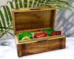 Engraved Hardwood Tea Chest with 6 Compartments, Tea Bag Storage Organizer for Kitchen, Pantry & Countertop, Multi-Purpose Wooden Container, 10 x 6 Inch - Image 4