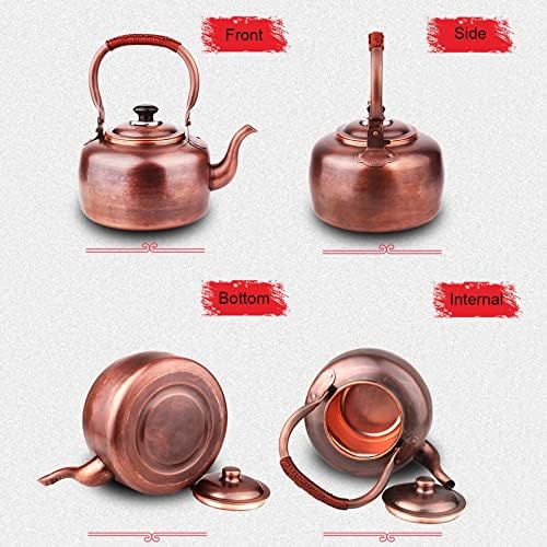 Vintage Copper Tea Kettle for Stovetop, Whistling Teapot with Brass Handle, Induction Gas Stove Compatible - Image 6