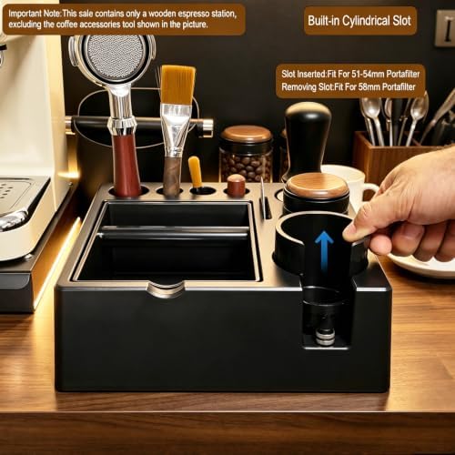 Espresso Tamping Station And Knock Box,ALL in 1 Espresso Organizer Station,Multifunctional Tamper Station Fit for 51/54/ 58mm Espresso Accessories,Removable Knock Box Espresso Station (Black, 51-58mm) - Image 4