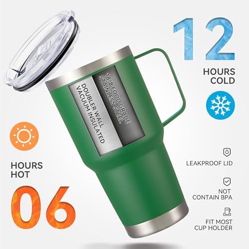 30 oz Stainless Steel Tumblers Bulk with Handle and Lid, 4 Pack - Image 7