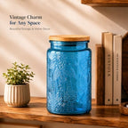 ANSQU 2 Pack Blue Glass Jars with Lids, 34oz Coffee Canister - Image 6