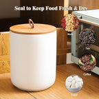 Mowtanco White Ceramic Canister & Jar Set, Airtight Bamboo Lids 3-Piece - Image 3