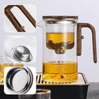 Glass Teapot with Removable Infuser Basket and Wood-Grain Handle - Image 3
