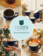 Teocera 16oz Large Coffee Mugs Set of 4 - Thick White Porcelain Cups for Cappuccino, Latte, Tea & Hot Chocolate - Dishwasher Safe Ceramic with Comfort Grip Handles（Navy - Image 4