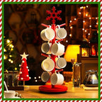 DoubleFill Christmas Tree Coffee Mug Holder 8 Hooks Snowflake Mug Holder for Countertop Snowflake Cup Rack Wood Christmas Tree Display for Kitchen Coffee Accessories - Image 2