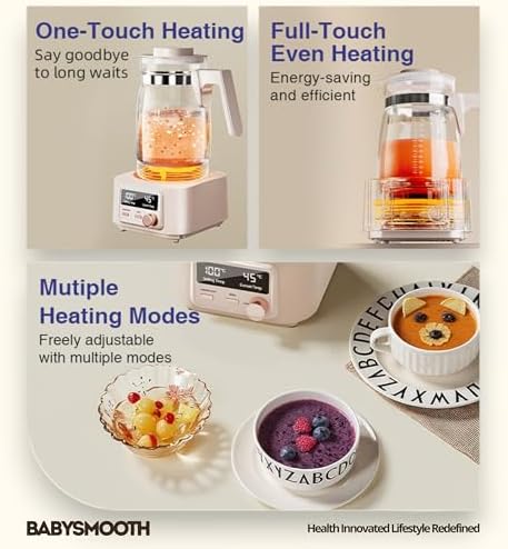 Babysmooth Smart Kettle Pro Glass Electric Kettle, 1.3L Digital LED Kettle with 40-100°C Temperature Control, 72H Auto Keep Warm, Silent Operation, BPA-Free for Baby Formula, Tea & Coffee Brewing - Image 3