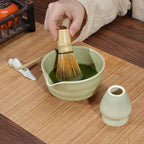 4PCS Matcha Tea Whisk Set, Tea Steeper Stirring Matcha Kits, Handmade from 100% Natural Bamboo Matcha Whisk (Chasen), Ceramic Matcha Bowl with Spout, Ceramic Whisk Holder, Scoop - Image 2