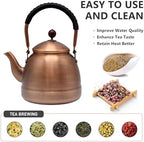 54.1oz Copper Tea Kettle for Stovetop Safe, Chinese Style Non-Coating Real Pure Copper Teapot with Tea Ball for Loose Tea, Handmade Solid Tea Pot(1600ml) - Image 5