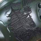 Tea Pots For Loose Tea Chinese Green Clay Carved Landscape Handle Teapot Home Retro Kung Fu Teapot Tea Infuser Pot - Image 4