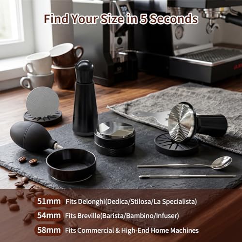 12PCS Espresso Accessories Kit: 58mm Espresso Tamper, Coffee Distributor, Puck Screen, Dosing Funnel, WDT Tool, Puck Screen, Tamper Mats, Espresso Tools Set Fits 58mm Espresso Machine and Portafilters - Image 2